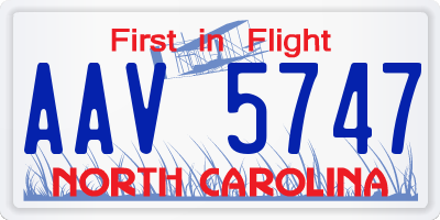 NC license plate AAV5747