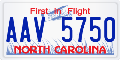 NC license plate AAV5750