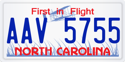NC license plate AAV5755