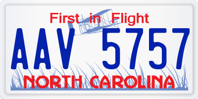 NC license plate AAV5757