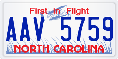NC license plate AAV5759