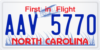 NC license plate AAV5770