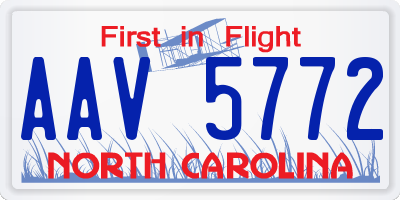 NC license plate AAV5772