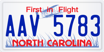 NC license plate AAV5783