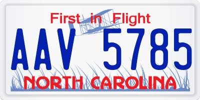 NC license plate AAV5785