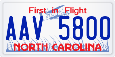 NC license plate AAV5800