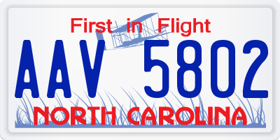NC license plate AAV5802