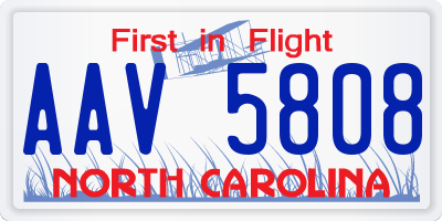 NC license plate AAV5808