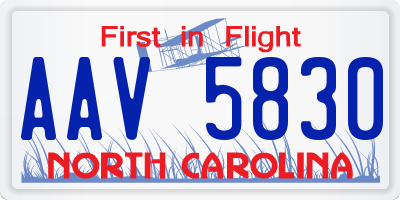 NC license plate AAV5830