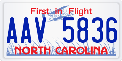 NC license plate AAV5836