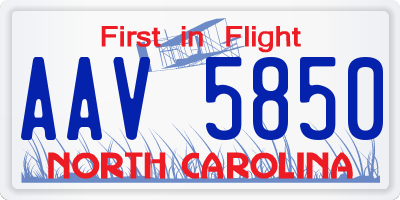 NC license plate AAV5850