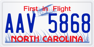 NC license plate AAV5868