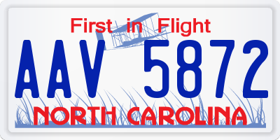 NC license plate AAV5872