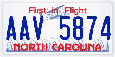 NC license plate AAV5874