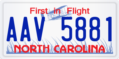 NC license plate AAV5881