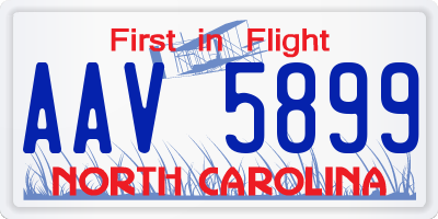 NC license plate AAV5899