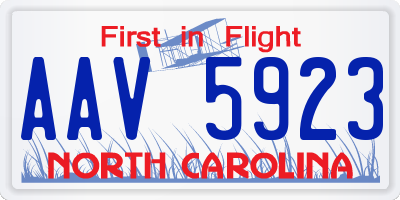 NC license plate AAV5923