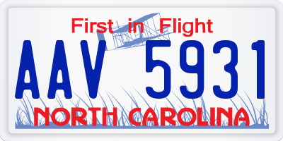 NC license plate AAV5931
