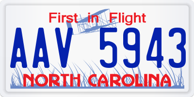 NC license plate AAV5943