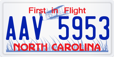 NC license plate AAV5953