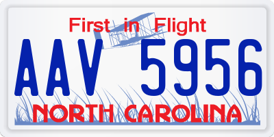 NC license plate AAV5956
