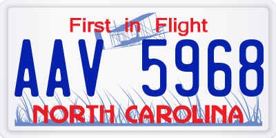 NC license plate AAV5968
