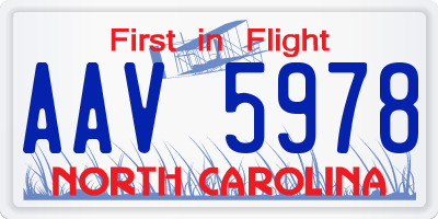 NC license plate AAV5978