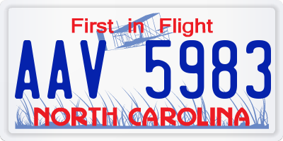 NC license plate AAV5983
