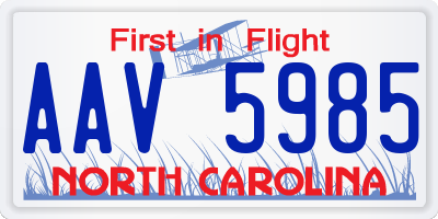 NC license plate AAV5985