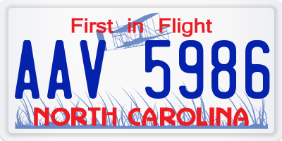 NC license plate AAV5986