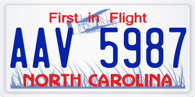 NC license plate AAV5987