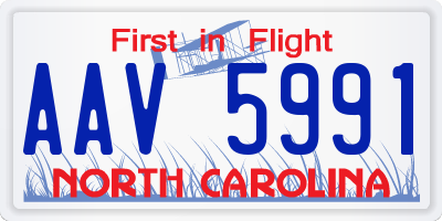 NC license plate AAV5991