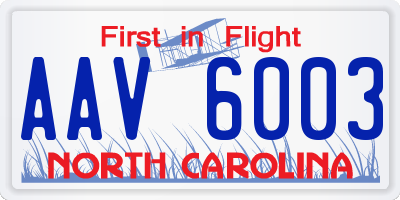 NC license plate AAV6003