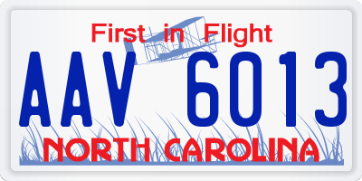 NC license plate AAV6013