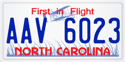 NC license plate AAV6023