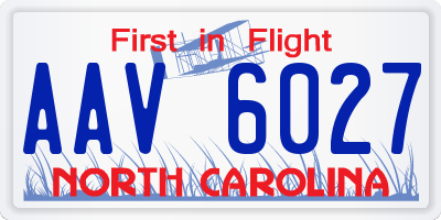 NC license plate AAV6027