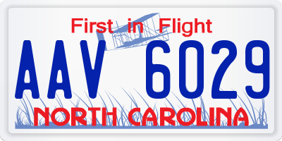 NC license plate AAV6029