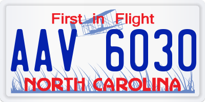 NC license plate AAV6030
