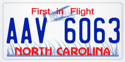 NC license plate AAV6063