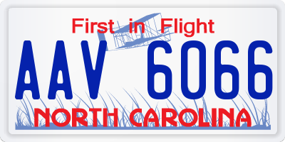 NC license plate AAV6066