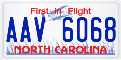 NC license plate AAV6068