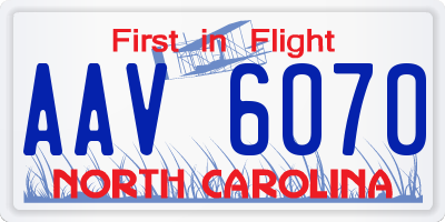 NC license plate AAV6070