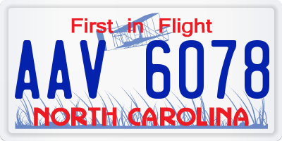 NC license plate AAV6078