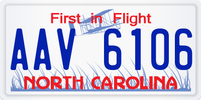 NC license plate AAV6106