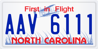 NC license plate AAV6111