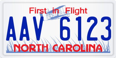 NC license plate AAV6123
