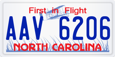 NC license plate AAV6206