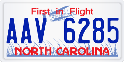 NC license plate AAV6285