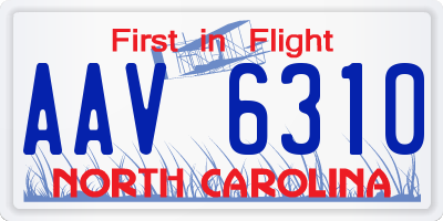 NC license plate AAV6310