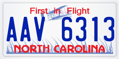 NC license plate AAV6313